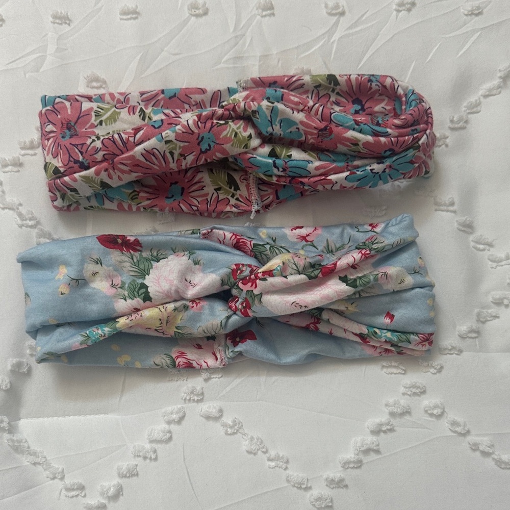 Floral Headbands - Pink and Blue
